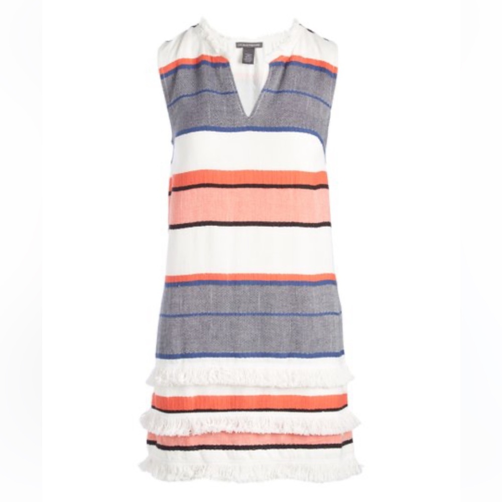 Chelsea & Theodore | Red & Blue Stripe Sleeveless Dress